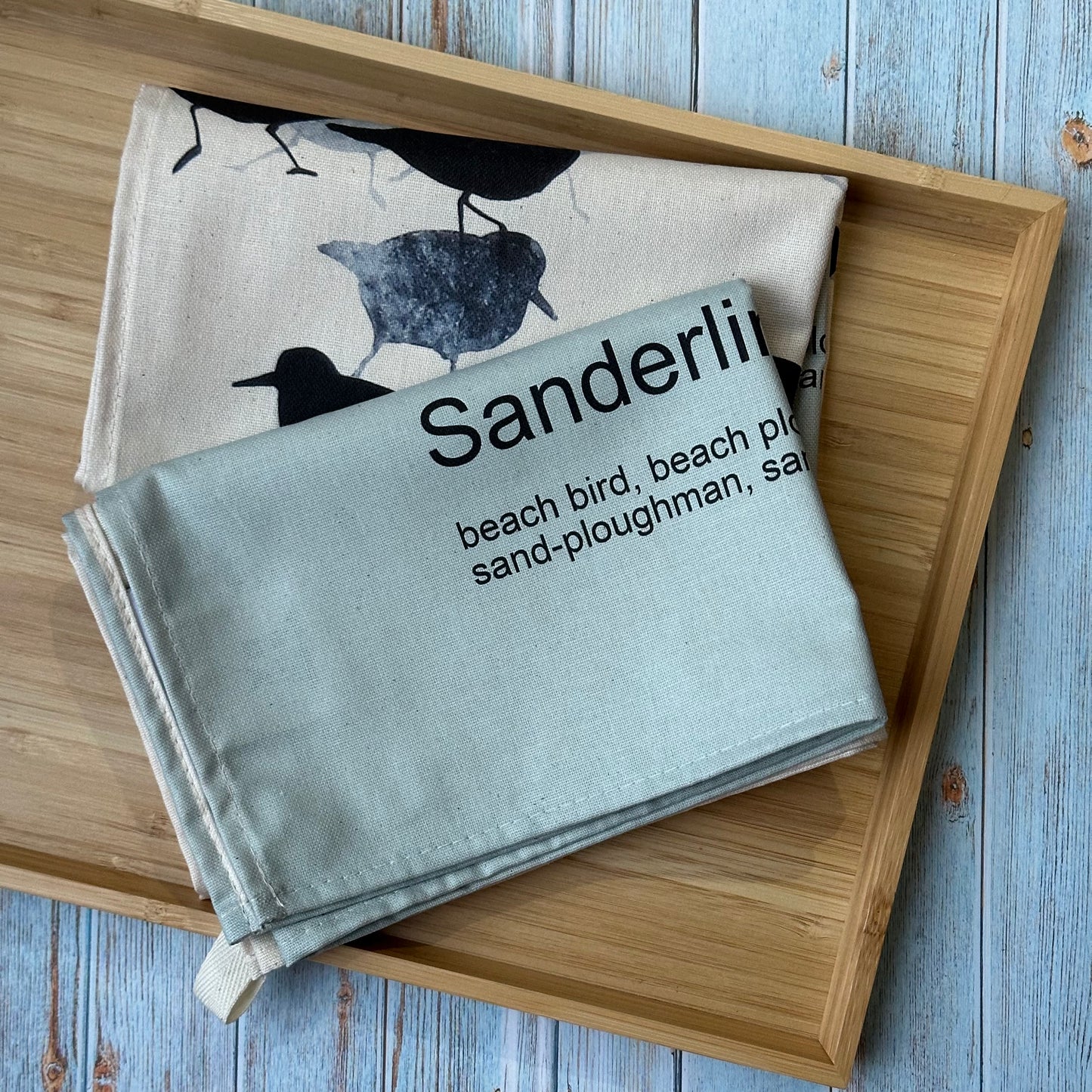 TEA TOWEL - SANDERLINGS unbleached cotton