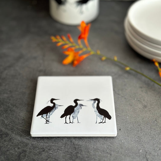CERAMIC COASTER : heron