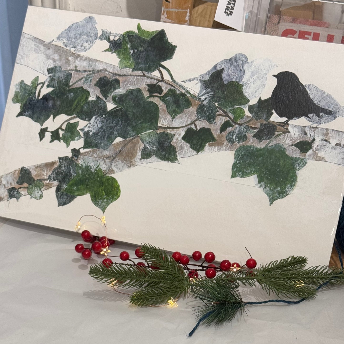 UNFRAMED PAINTING: robin and ivy