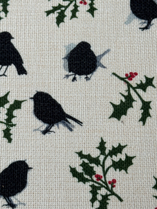 TABLE MAT : ROBIN & HOLLY - christmas design