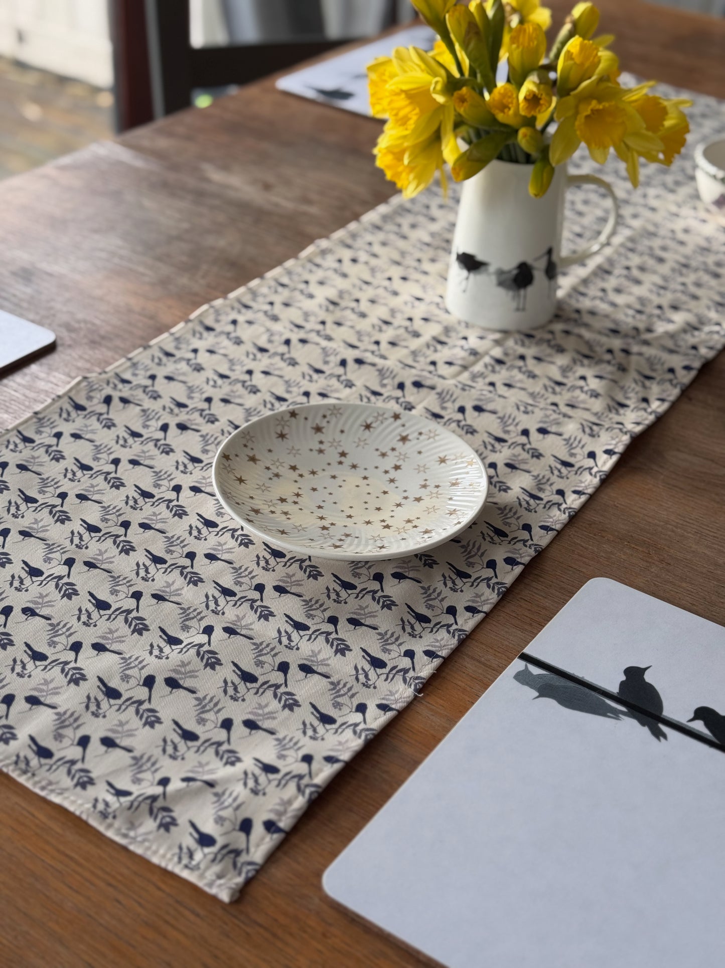 MIS-PRINT: long-tailed tits table runner - small print