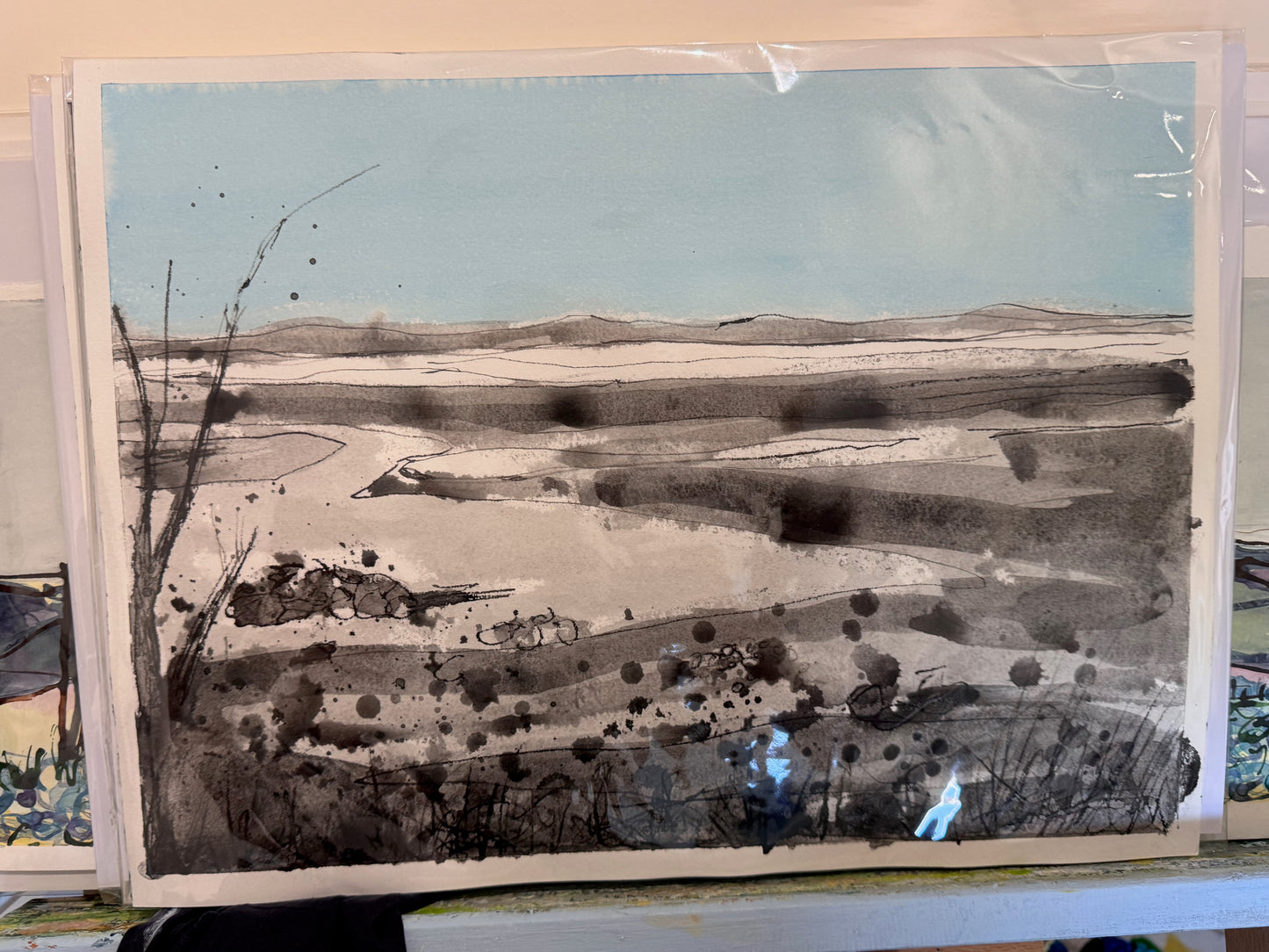 UNFRAMED PAINTING: across aberlady bay - study 1