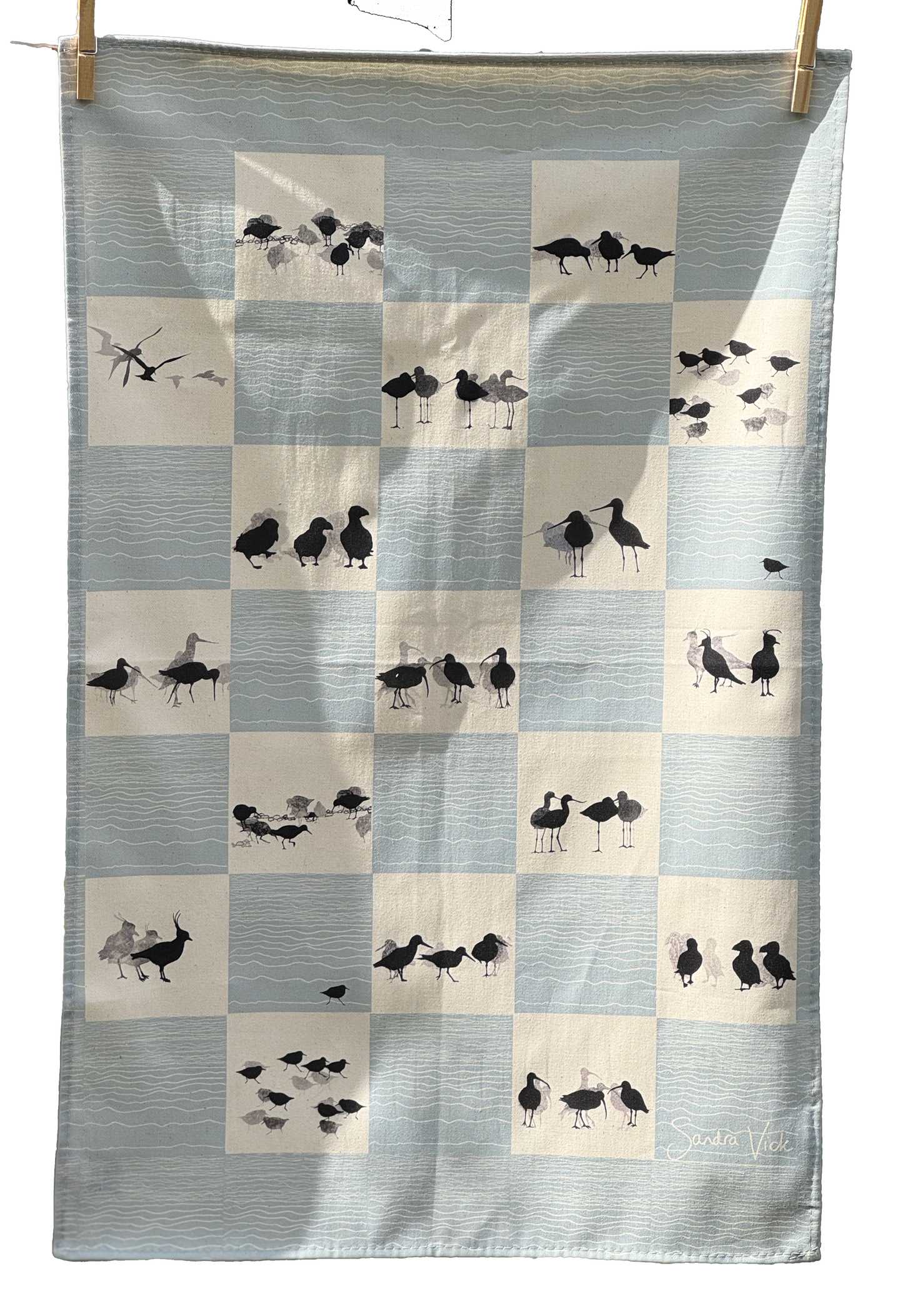 TEA TOWEL - SHOREBIRDS unbleached cotton PRE-ORDER ONLY
