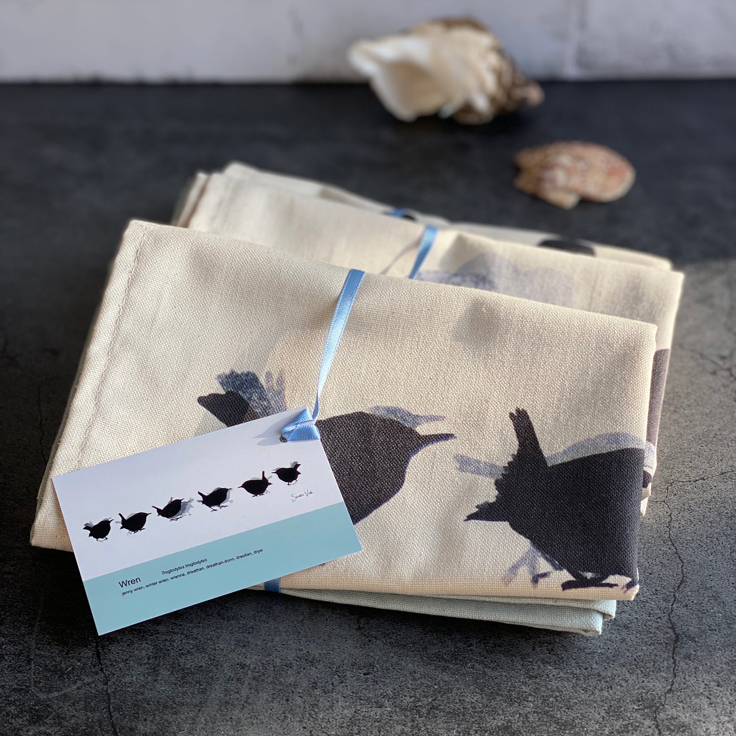 TEA TOWEL - WREN unbleached cotton
