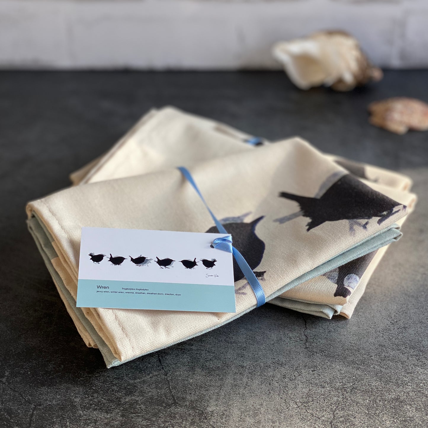TEA TOWEL - WREN unbleached cotton