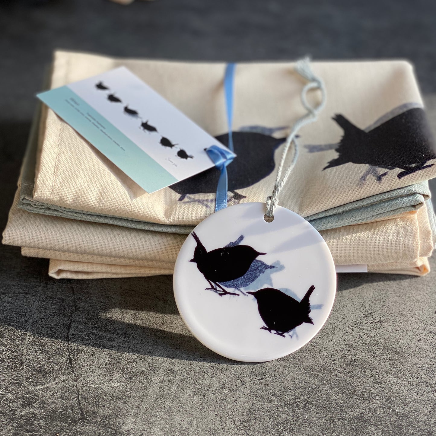 TEA TOWEL - WREN unbleached cotton