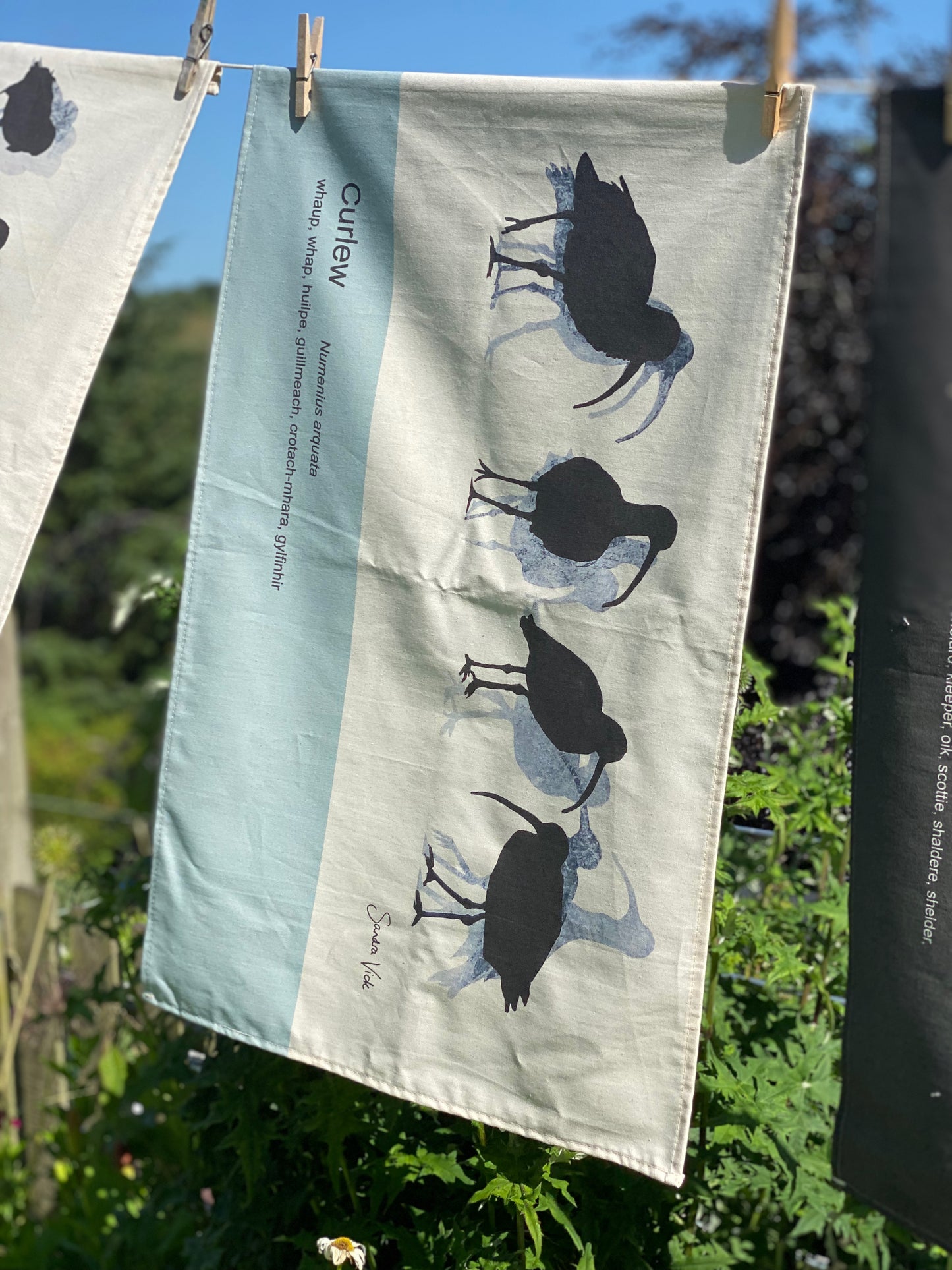 TEA TOWEL - CURLEW unbleached cotton
