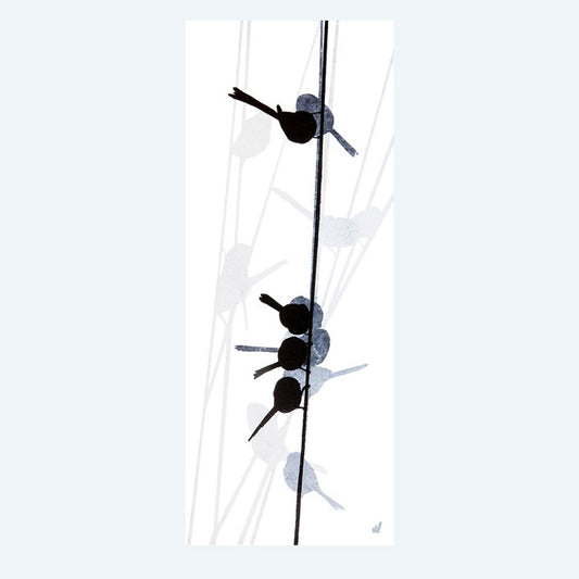 ART PRINT: long-tailed tits in a line' UNFRAMED