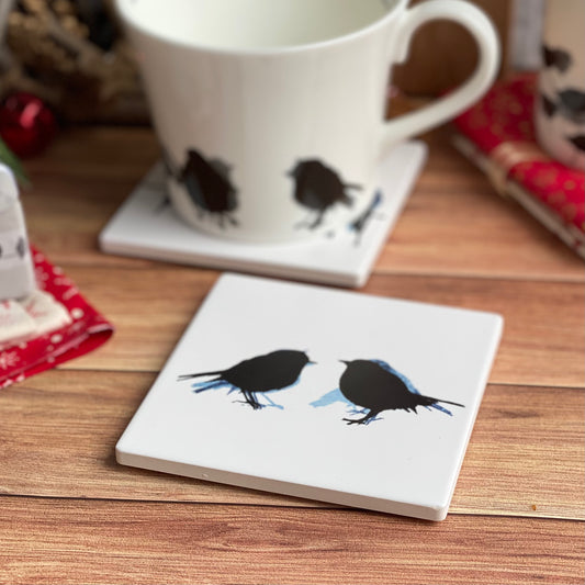CERAMIC COASTER : robins