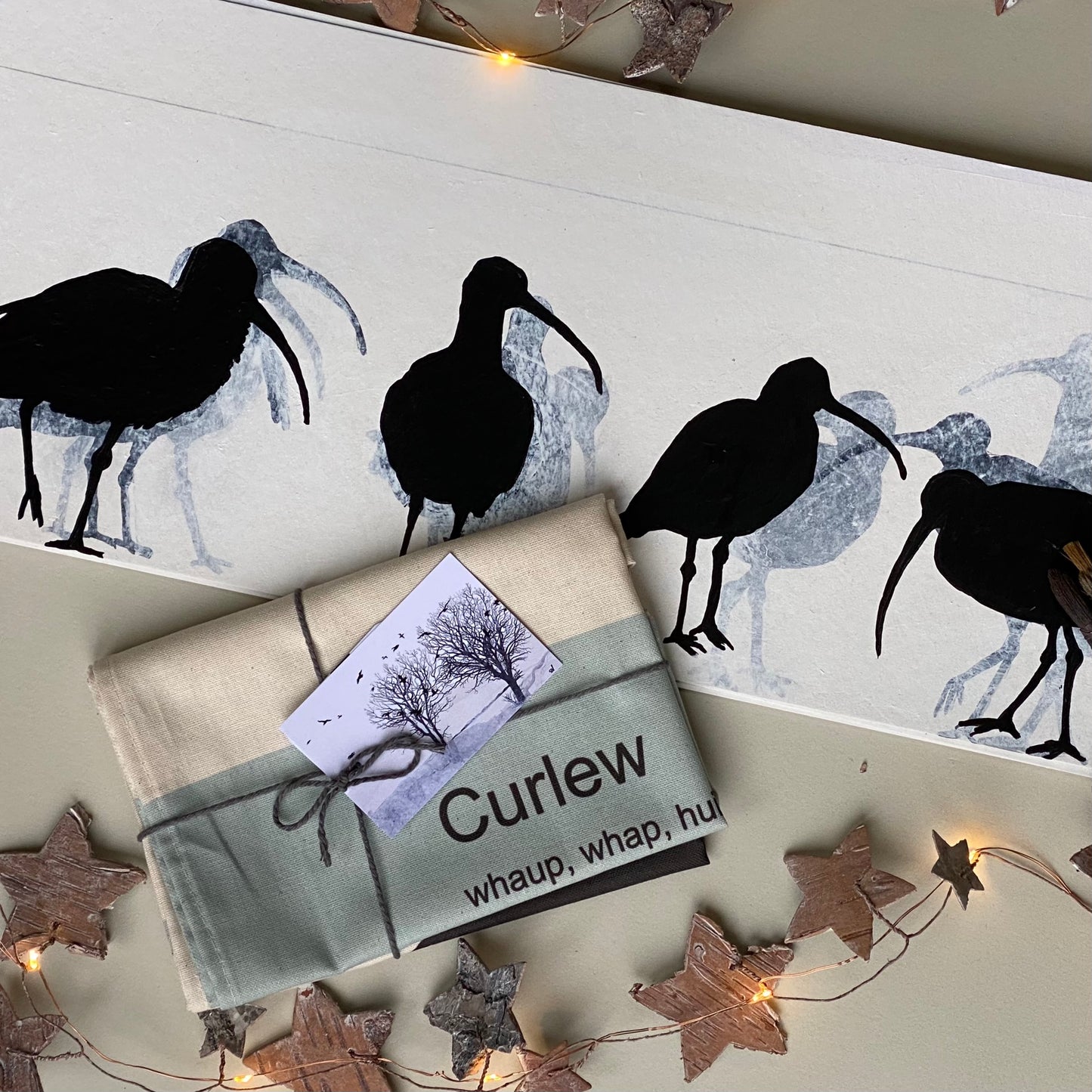 TEA TOWEL - CURLEW unbleached cotton