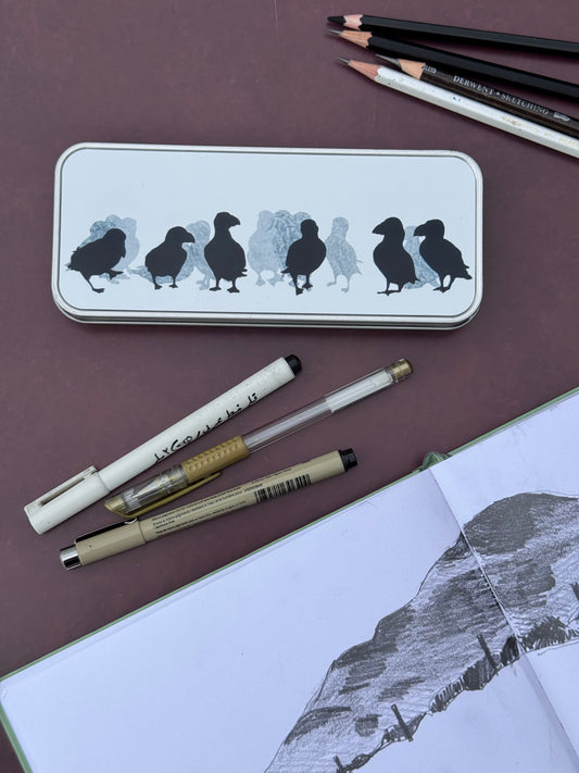 PENCIL TIN : puffins