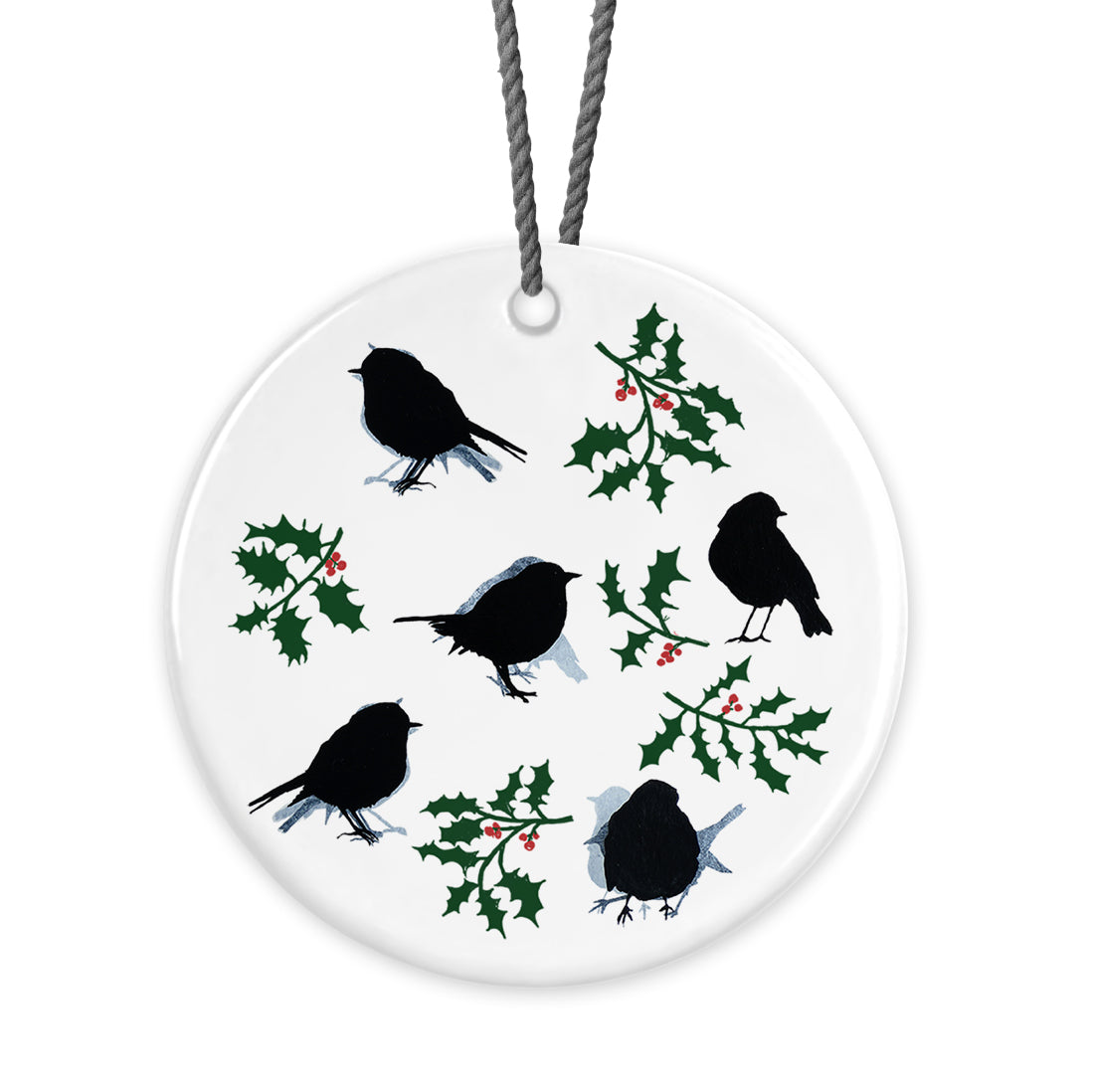 HANGING DECORATION: robin and holly - christmas decoration