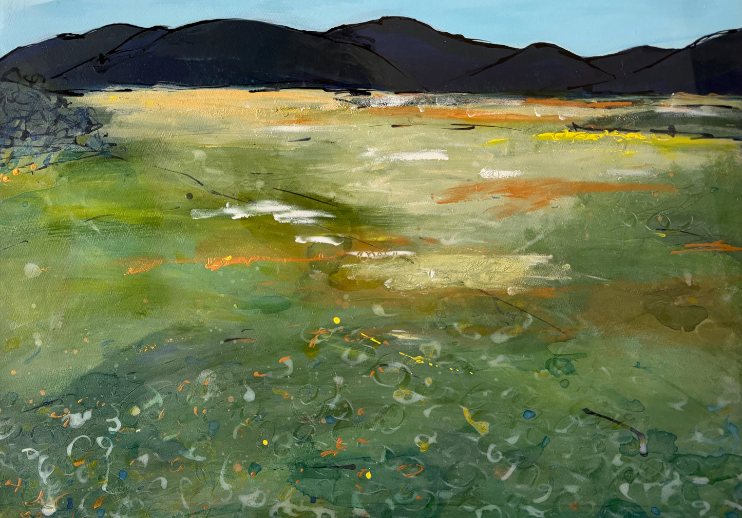 PAINTING:  Across to the hills