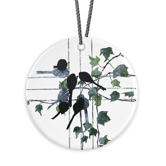 HANGING DECORATION: long-tailed tits and ivy