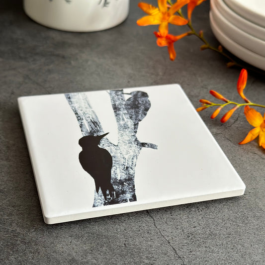 CERAMIC COASTER : woodpeckers