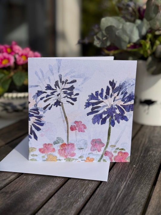CARD: agapanthus and nasturtium
