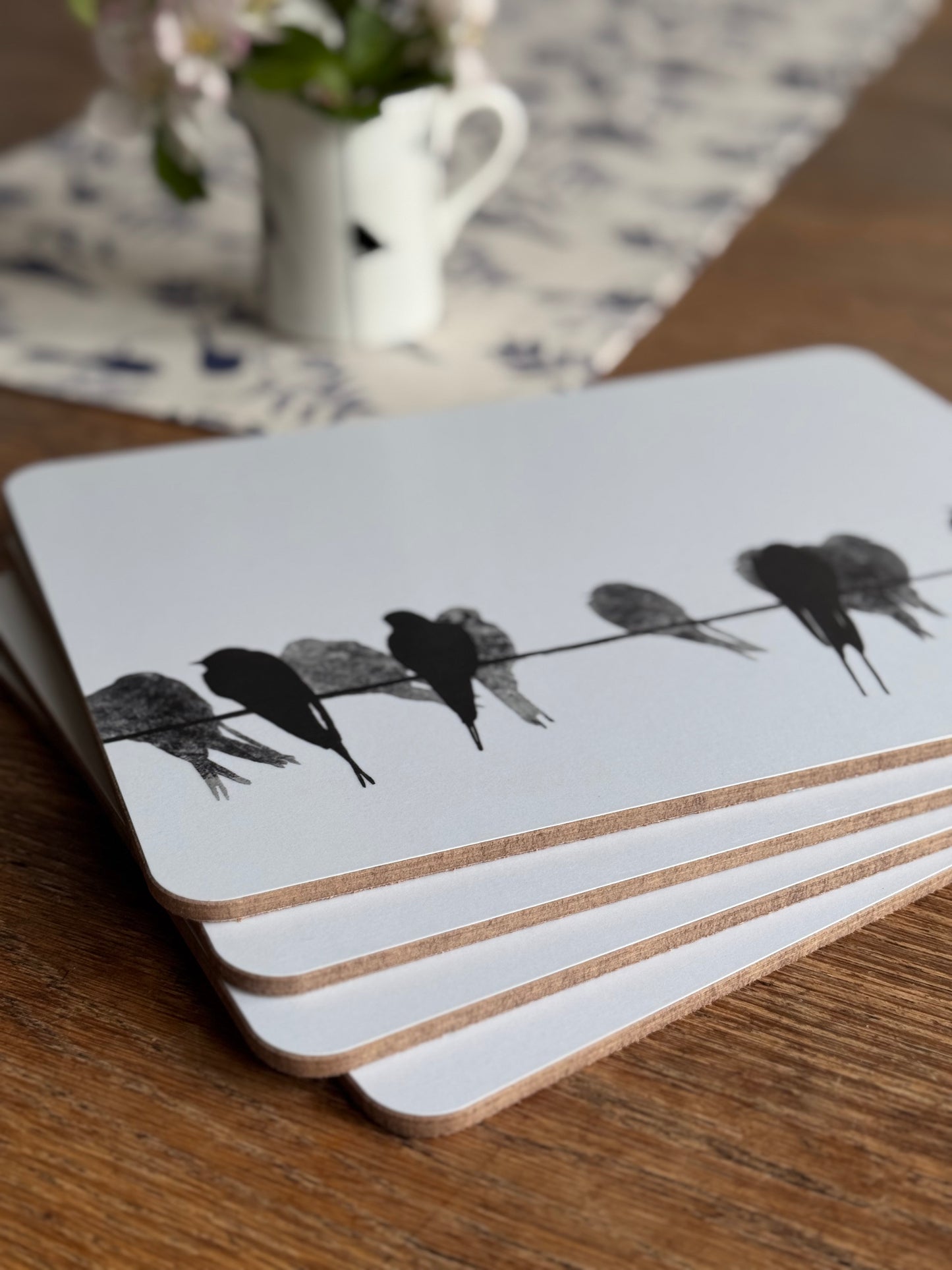 TABLE MAT SET: woodland birds x 4