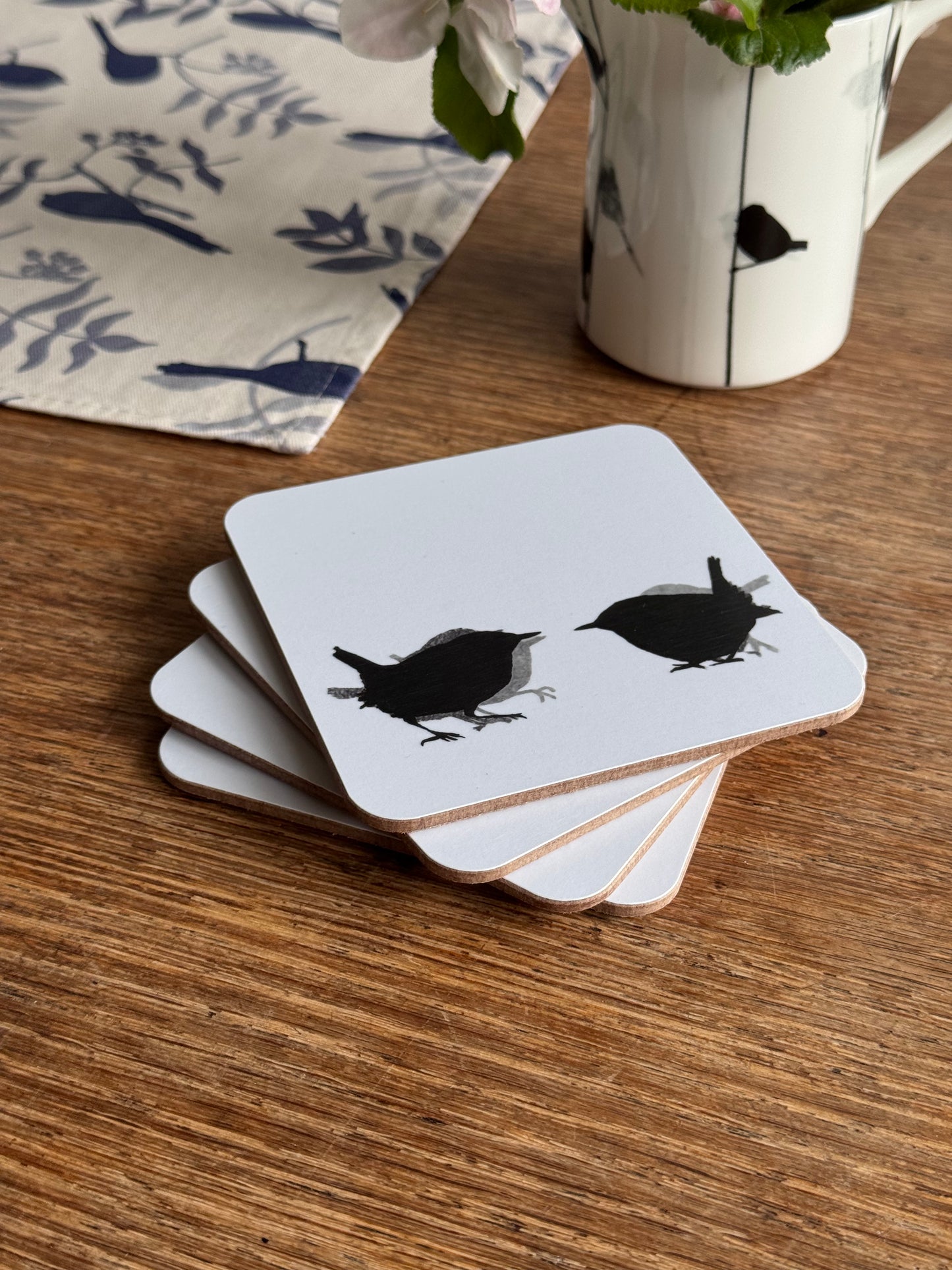 COASTER SET: woodland birds x 4