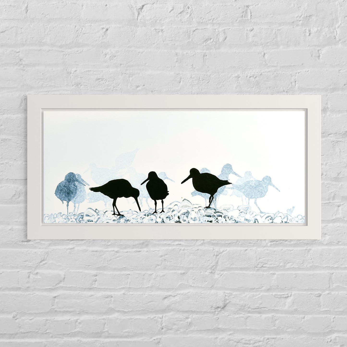 PAINTING: Oystercatchers 80x30cm FRAMED