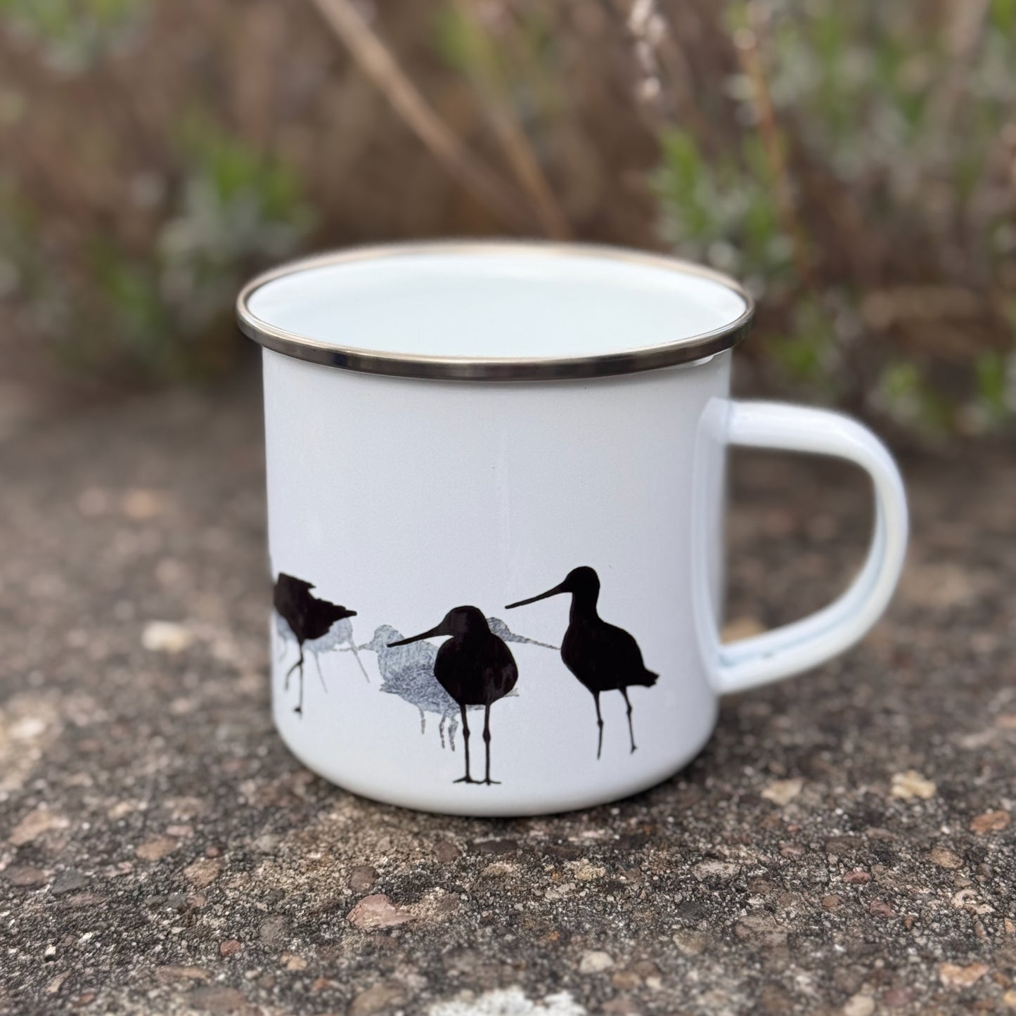 SAMPLE: ENAMEL MUG: godwits