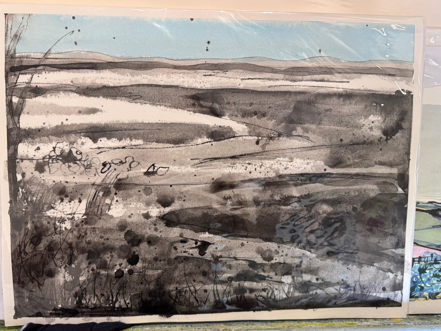 UNFRAMED PAINTING: across aberlady bay - study 2