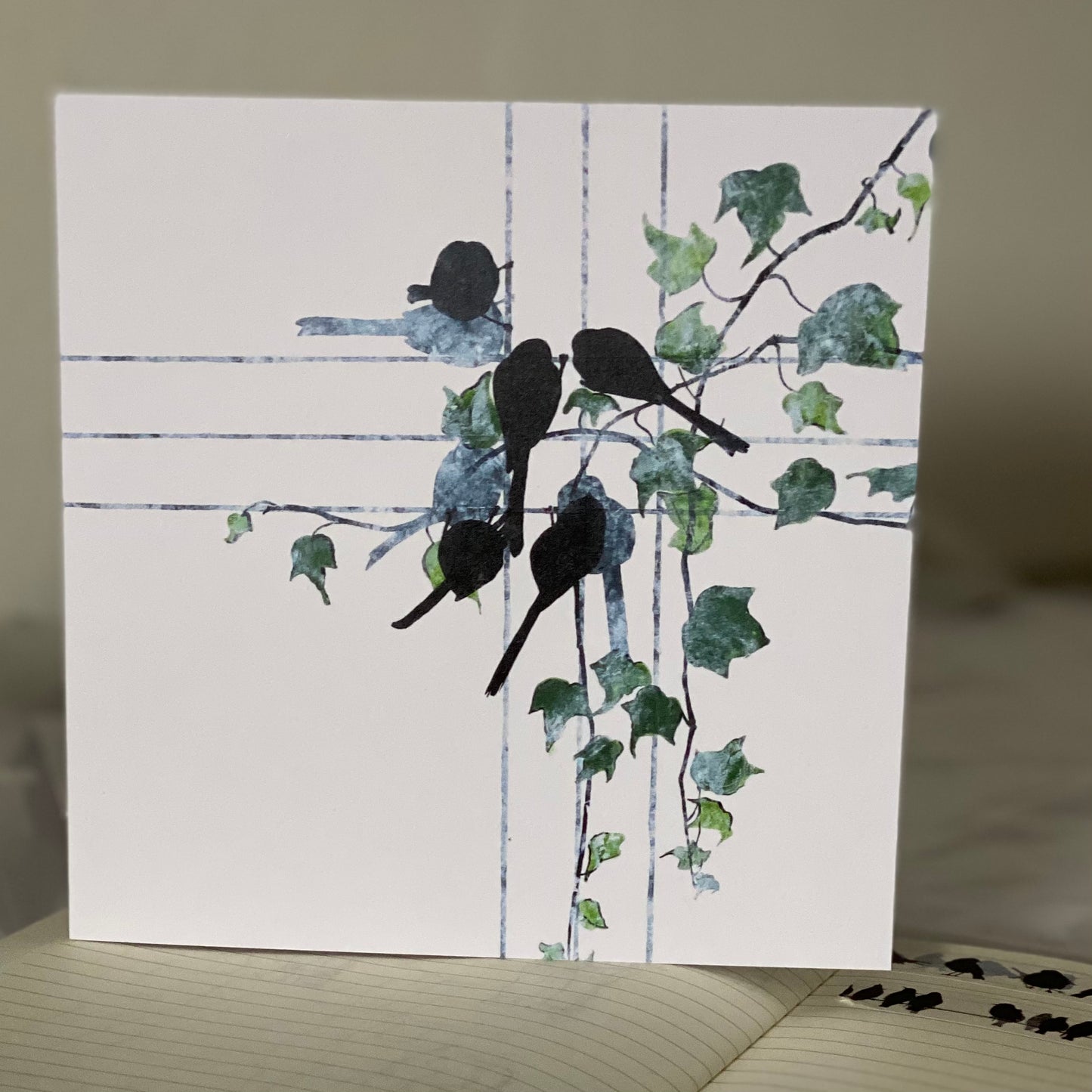 CARD: long-tailed tits and ivy
