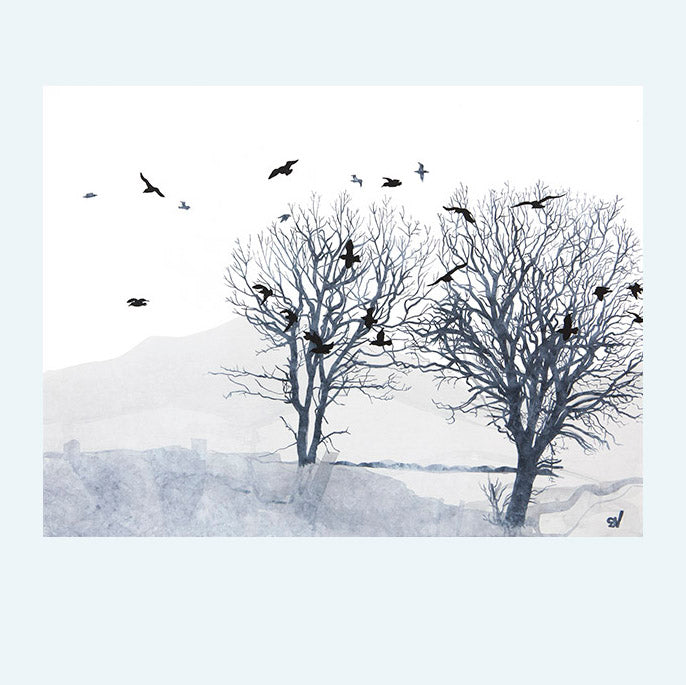 ART PRINT: 'Trees and Gulls' UNFRAMED