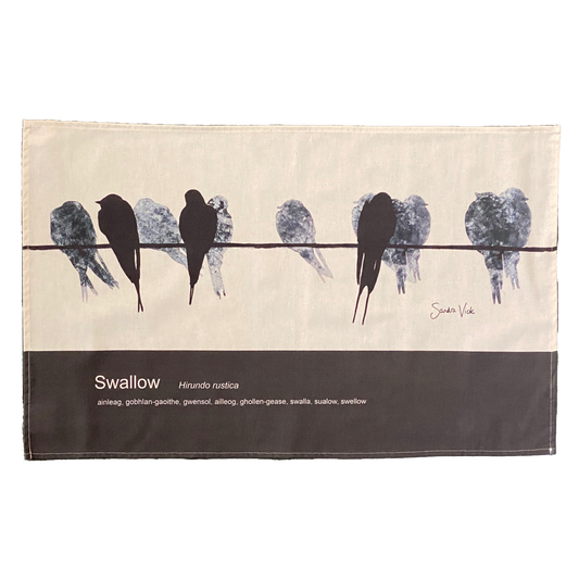 TEA TOWEL - SWALLOW unbleached cotton