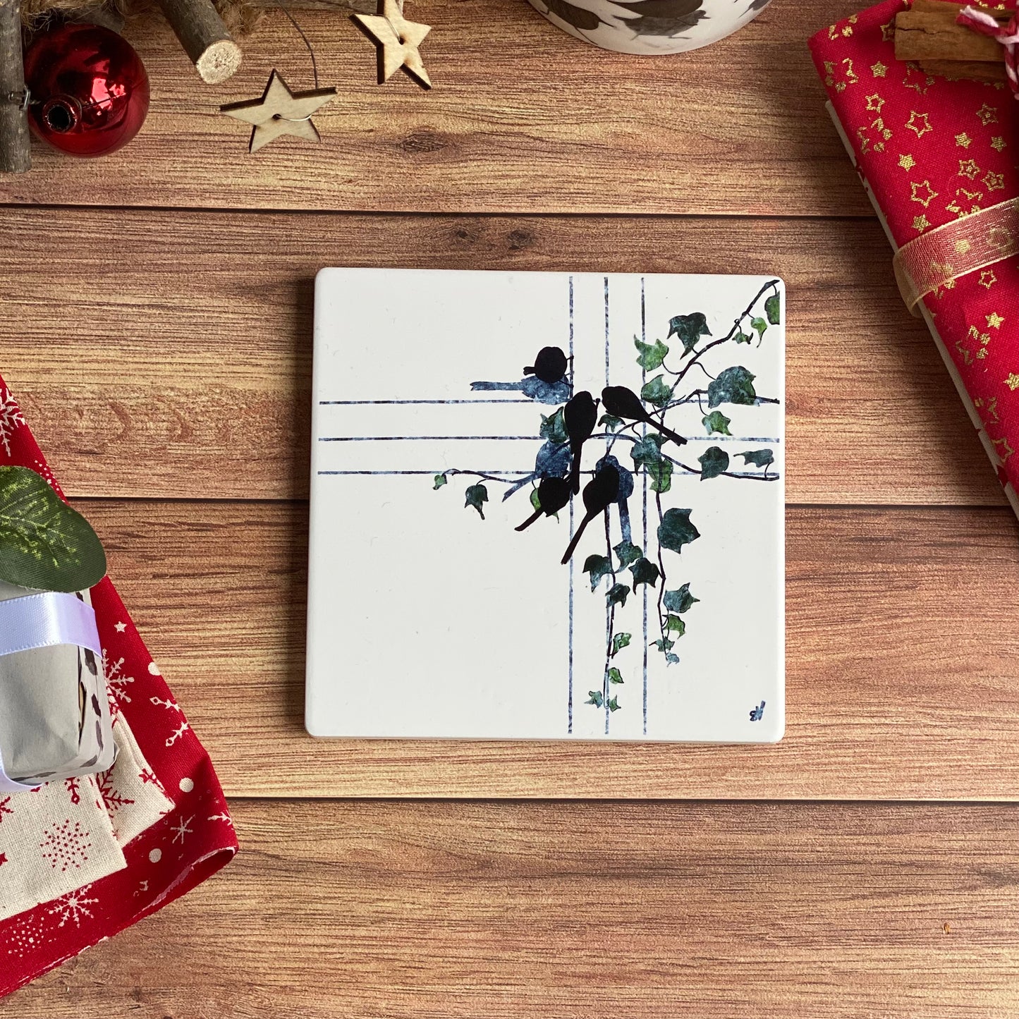 COASTER : long-tailed tit and ivy