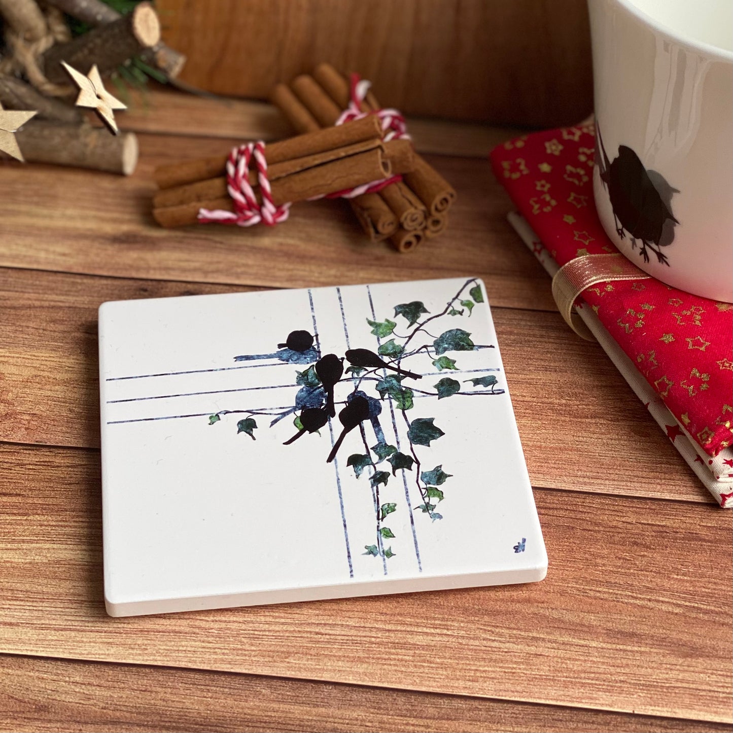COASTER : long-tailed tit and ivy